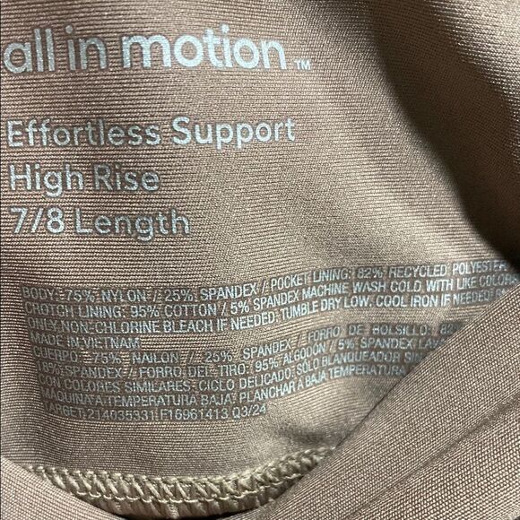 All in Motion Mauve Effortless Support High Rise 7/8 Leggings Size XL - Picture 13 of 13